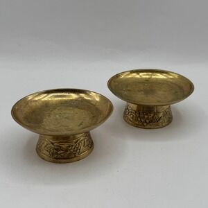 Elegant Expressions Pillar Candle Holder Gold Brass Grapevine Set of 2